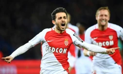 Le milieu portugais de l'AS Monaco Bernardo Silva, buteur au Parc des Princes contre le Paris SG, le 29 janvier 2017 à Paris