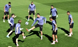 Les joueurs du Real Madrid à l'entraînement au centre sportif de Valdebebas, le 17 avril 2017, à la veille d'affronter le Bayern