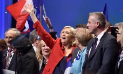 Marine Le Pen, candidate Front national à la présidentielle, le 26 mars 2017 en meeting à Lille