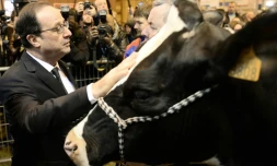 Le président François Hollande au Salon de l'agriculture le 21 février 2015 à Paris