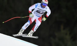 Le Suisse Beat Feuz lors du 1er entraînement pour la deszcente de Garmisch-Partenkirchen, le 25 janvier 2018