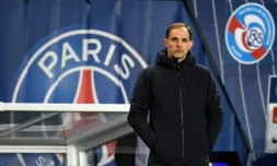 L'entraĂźneur du Paris-SG, Thomas Tuchel, lors du match de Ligue 1 face Ă Strasbourg, au Parc des Princes, le 7 avril 2019