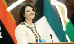 La ministre libyenne des Affaires étrangÚres, Najla al-Mangoush, le 3 octobre 2021 à Koweït