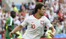 Grzegorz Krychowiak, avec la Pologne, lors d'un match de Coupe du monde contre le Sénégal à Moscou, le 19 jui, 2018