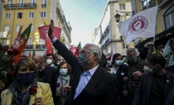 Le Premier ministre portugais Antonio Costa en campagne à Lisbonne, le 28 janvier 2022