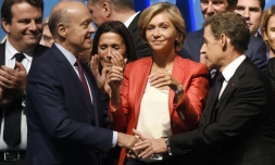 Valérie Pécresse entre Alain Juppé et Nicolas Sarkozy le 27 septembre 2015 à Nogent-sur-Marne