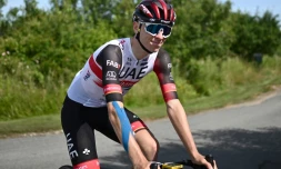 Le Slovène Tadej Pogacar prépare le Tour de France sur les routes danoises à Koge, le 29 juin 2022, à deux jours du grand départ