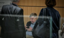 L'ex-PDG de France Télécom Didier Lombard dans les couloirs du tribunal de grande instance de Paris, le 4 juillet 2019