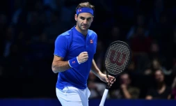 Le Suisse Roger Federer face au Sud-Africain Kevin Anderson au Masters, le 15 novembre 2018 à Londres