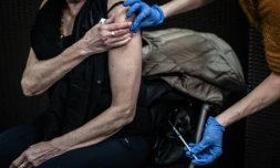 Vaccination contre la maladie Covid-19 au Palais des sports de Lyon,le 14 janvier 2021