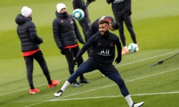 L'attaquant du PSG Eric Maxim Choupo-Moting, lors d'un entraînement le 6 décembre 2019 à Saint-Germain-en-Laye