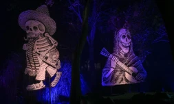 Installation dans le bois de Chapultepec à Mexico City, le 30 octobre 2019, pour les célébrations du Jour des morts
