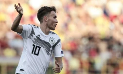 L'attaquant allemand Luca Waldschmidt buteur lors de la demi-finale de l'Euro Espoirs face Ă la Roumanie, Ă Bologne, le 27 juin 2019