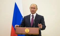 Le président russe Vladimir Poutine lors d'une allocution à Berlin, le 20 octobre 2016