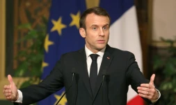 Le président français Emmanuel Macron lors d'une conférence de presse au Caire, le 28 janvier 2018