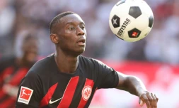 L'attaquant français de l'Eintracht, Randal Kolo Muani, lors d'un match contre Darmstadt, le 20 août 2023 à Francfort