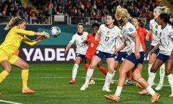 La gardienne américaine Alyssa Naeher pendant le match du Groupe E du Mondial féminin entre le Portugal et les Etats-Unis à Auckland, le 1er août 2023.