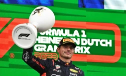 Le pilote néerlandais Max Verstappen, vainqueur de sa 9e course consécutive, au GP des Pays-Bas, le 27 août 2023 à Zandvoort