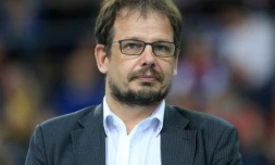 Hajo Seppelt, journaliste de la chaßne allemande ARD, lors des championnats d'athlétisme de Leipzig, en Allemagne, le 27 février 2015