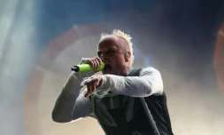 Le chanteur du groupe Prodigy Keith Flint le 9 août 2015 à Incheon en Corée du Sud