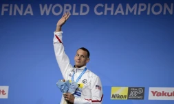 L'Américain Caeleb Dressel sacré sur 100m libre aux Mondiaux de Budapest, le 27 juillet 2017