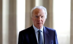 L'ancien ministre de l'Intérieur, Brice Hortefeux, au Palais de Justice de Paris, le 26 mai 2026 lors du procès en appel de l'ancien président Nicolas Sarkozy et de ses neuf coaccusés, dans l'affaire du financement libyen de sa campagne électorale de 2007