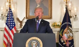 Le président Donald Trump s'adresse à la nation pour annoncer une opération militaire en cours en Syrie, le 13 avril 2018 à Washington