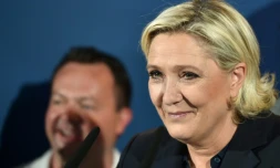La présidente du Front national Marine Le Pen à Henin-Beaumont le 18 juin 2017