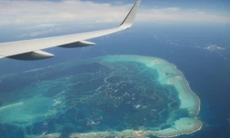 Vue aérienne de la réserve marine de Papahanaumokuakea le 1er septembre 2016 à Hawaï