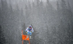 L'Américaine Lindsey Vonn lors de la descente du combiné, le 8 février 2019 aux Mondiaux d'Are, Suède