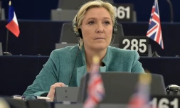 Marine Le Pen siège au Parlement européen de Strasbourg, le 3 février 2016