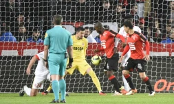 Giovanni Sio égalise pour Rennes face à Monaco, le 24 avril 2016 au Roazhon Park