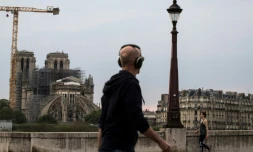 Le chantier de reconstruction de Notre-Dame de Paris, le 26 avril 2020