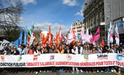 Une manifestation de la fonction publique dans le cadre d’un appel national des syndicats pour de meilleurs salaires, à Paris, le 19 mars 2024