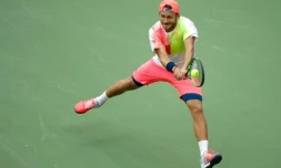 Lucas Pouille face à Rafael Nadal en 8e de finale de l'US Open, le 4 septembre 2016 à New York