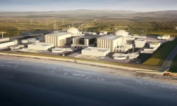 Image générique diffusée par EDF à Londres le 28 juillet 2016, représentant le projet de construction de la centrale nucléaire d'Hinkley Point C