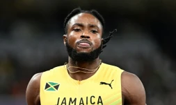 Le sprinteur jamaïcain Kishane Thompson lors des séries du 100 m aux Mondiaux de Tokyo, le 13 septembre 2025