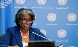 L'ambassadrice américaine aux Nations unies, Linda Thomas-Greenfield aux Nations-Unies à New York le 1er mas 2021