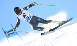 Le Français Cyprien Sarrazin lors de la 1re manche du slalom géant de Sölden, le 23 octobre 2016