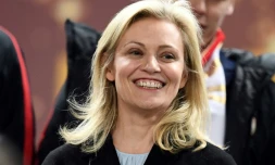 La présidente de la LFP Nathalie Boy assiste à la finale de la Coupe de la Ligue entre Monaco et Paris à Bordeaux le 31 mars 2018