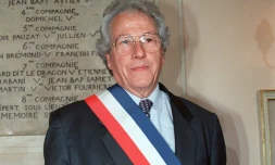 Robert Vigouroux, alors maire de Marseille, le 26 mars 1989 dans son fief