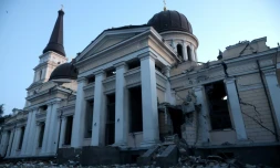 La cathédrale d'Odessa touchée par une frappe de missile russe, le 23 juillet 2023