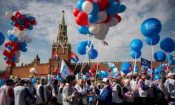 Manifestation à l'occasion de la Fête du Travail, le 1er mai 2017 à Moscou