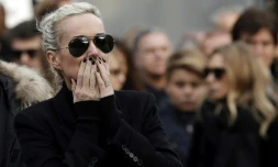 La veuve de Johnny Hallyday, Laeticia, lors de la cérémonie funéraire de son mari à Paris, le 9 décembre 2017
