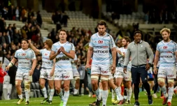 Les joueurs du Racing 92 à l'issue de leur match remporté face à Clermont, le 25 mars 2017 à Villeneuve-d'Ascq 