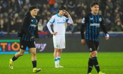 Le capitaine de Marseille Leonardo Balerdi après la défaite de son équipe à Bruges, en Liguee des champions, le 28 janvier 2026