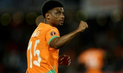 Amad Diallo, auteur du premier but de la Côte d'Ivoire contre le Burkina Faso, en huitième de finale de la CAN, le 6 janvier 2026 à Marrakech