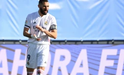 Karim Benzema lors d'un match du Real Madrid contre Valence prÚs de Madrid le 14 février 2021