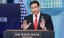 Le secrétaire d'Etat américain Marco Rubio s'exprime lors d'une conférence de presse à la Maison Blanche, le 5 mai 2026, à Washington