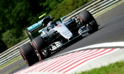 L'Allemand Nico Rosberg (Mercedes) lors des essais libres pour le GP de Hongrie sur le Hungaroring, le 23 juillet 2016